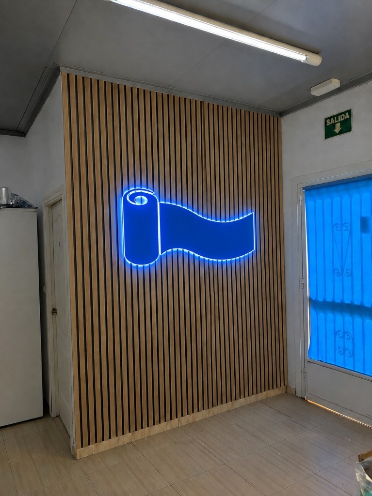 Illuminated ribbon-shaped signage at Zhuoli Europe headquarters